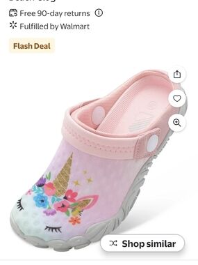 Kids Unicorn Slip-On Clog - Pink Size 1youth Big Kid